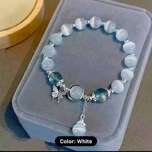 Butterfly Imitation Cat Eye Stone Blue Moonlight Peace And Joy Pendant Bracelet